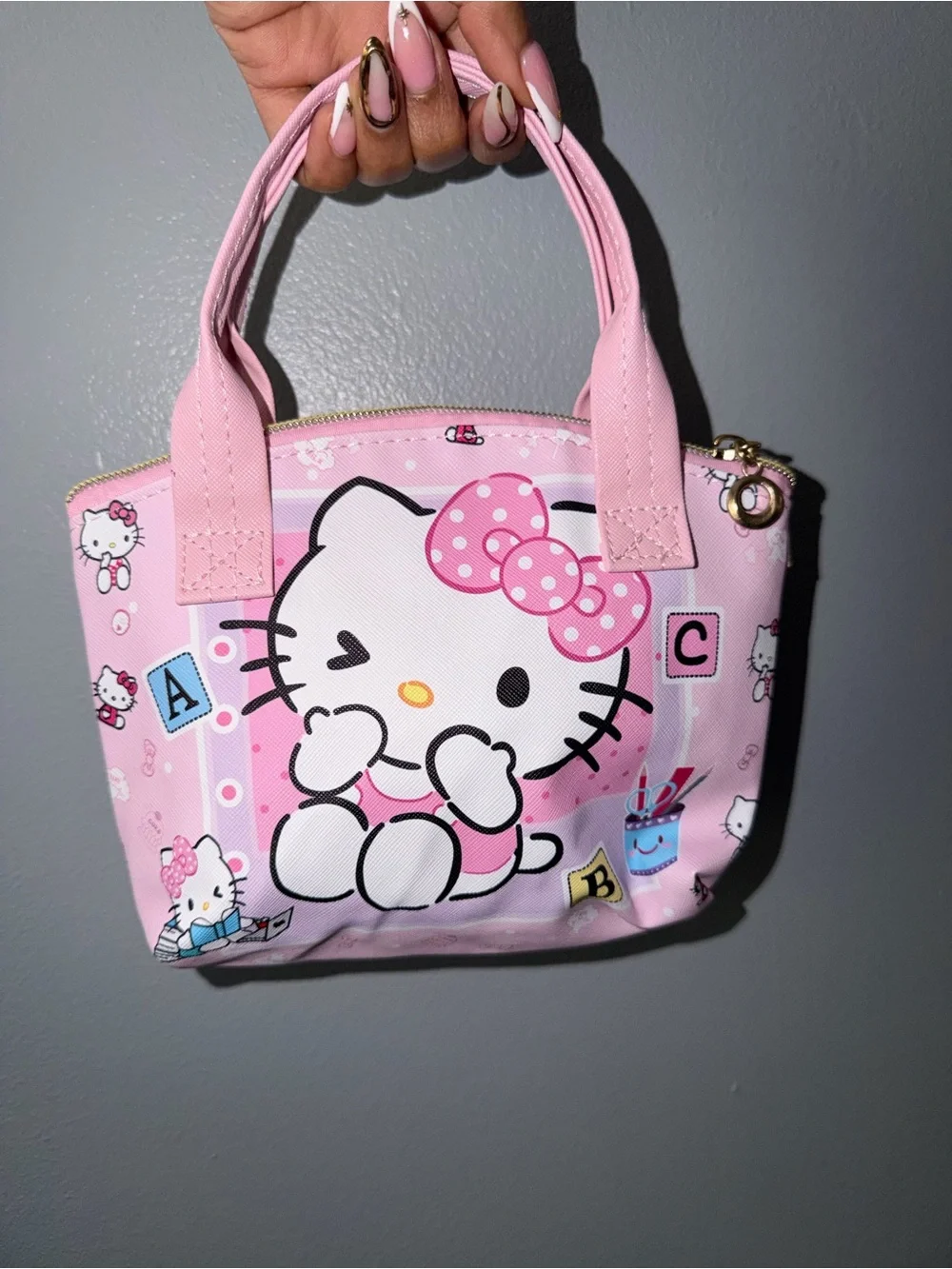 Hello Kitty Pink Character Mini Tote with Polka Dot Bow